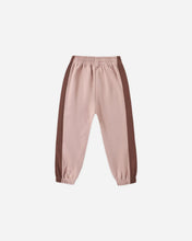 Load image into Gallery viewer, Rylee + Cru paneled fleece sweatpants in rosewood pink with ribbed cuffs and elastic waist.