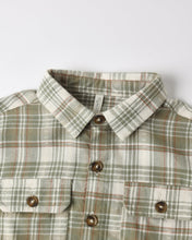 Load image into Gallery viewer, Pocketed Corduroy Shirt - Olive Dobby Plaid