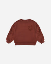 Load image into Gallery viewer, Rylee + Cru Pouch Pocket Crew brick red fleece kids sweatshirt with kangaroo pocket.