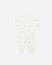 Load image into Gallery viewer, Rylee + Cru long sleeve zip baby sleeper featuring an all-over hand-drawn bunny print on soft organic cotton.