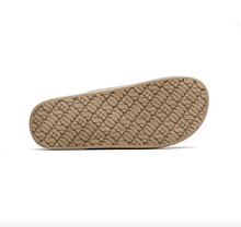 Load image into Gallery viewer, Beige wicker printed two strap baby and children sandals with a fixed buckle.