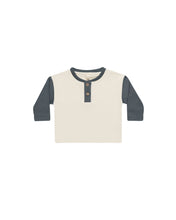 Load image into Gallery viewer, Long Sleeve Henley Tee - Indigo - SIZE 0-3 MONTHS