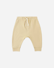 Load image into Gallery viewer, Quincy Mae children's drawstring organic cotton pants in butterscotch yellow brown.
