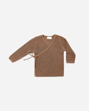 Load image into Gallery viewer, Quincy Mae cocoa brown organic cotton knit wrap top with side snaps for babies.
