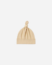 Load image into Gallery viewer, Quincy Mae organic cotton knotted baby beanie hat in butterscotch yellow.
