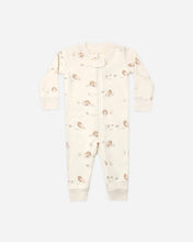 Load image into Gallery viewer, Quincy Mae organic cotton zip long sleeve footed baby sleeper in turkey print.
