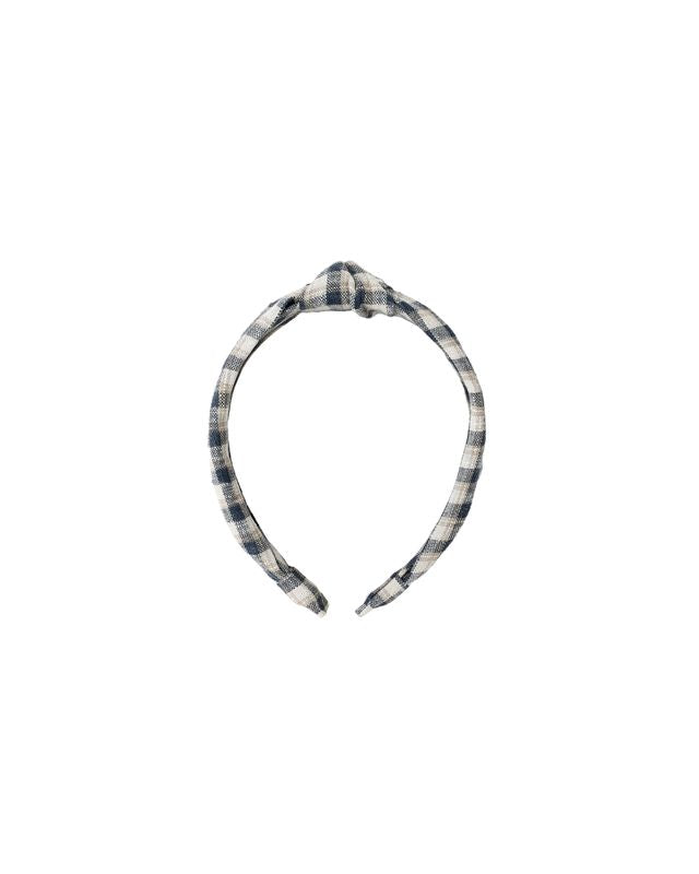 Knotted Headband - Navy Check