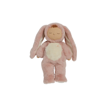 Load image into Gallery viewer, Pink plush toy featuring long bunny ears and a pink onesie
