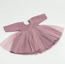Load image into Gallery viewer, Mauve Long Sleeve tutu dress for Minikane Gordie 34cm doll. 
