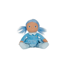 Load image into Gallery viewer, Dinky Dinkum Doll named Iris. Iris comes in a blue dress with a flower skirt and light blue leeggings. Iris also has bright blue hair. 
