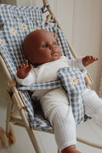 Load image into Gallery viewer, Doll Stroller featuring a blue and white gingham print.
