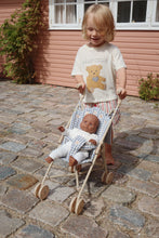 Load image into Gallery viewer, Doll Stroller featuring a blue and white gingham print.
