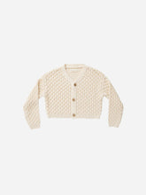 Load image into Gallery viewer, Organic cotton button up cardigan featured in a natural colour. 
