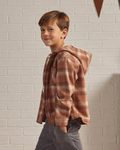 Load image into Gallery viewer, Hooded Overshirt - Brown Plaid
