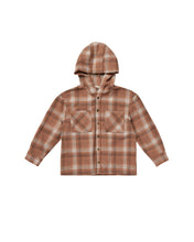 Load image into Gallery viewer, Hooded Overshirt - Brown Plaid
