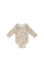 Load image into Gallery viewer, Floral Long Sleeve Bodysuit with a bow on the neckline.
