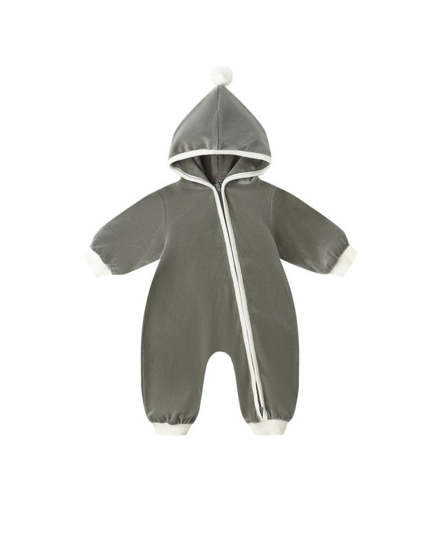 Velour Zip Jumpsuit - Forest