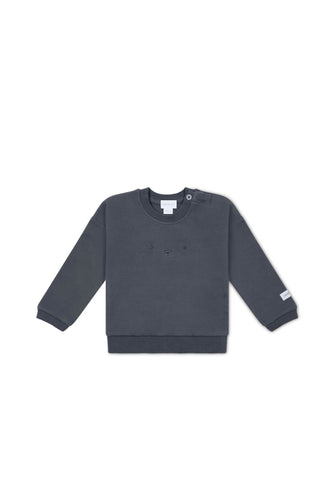 Organic cotton baby sweatshirt featured in an indigo colour.