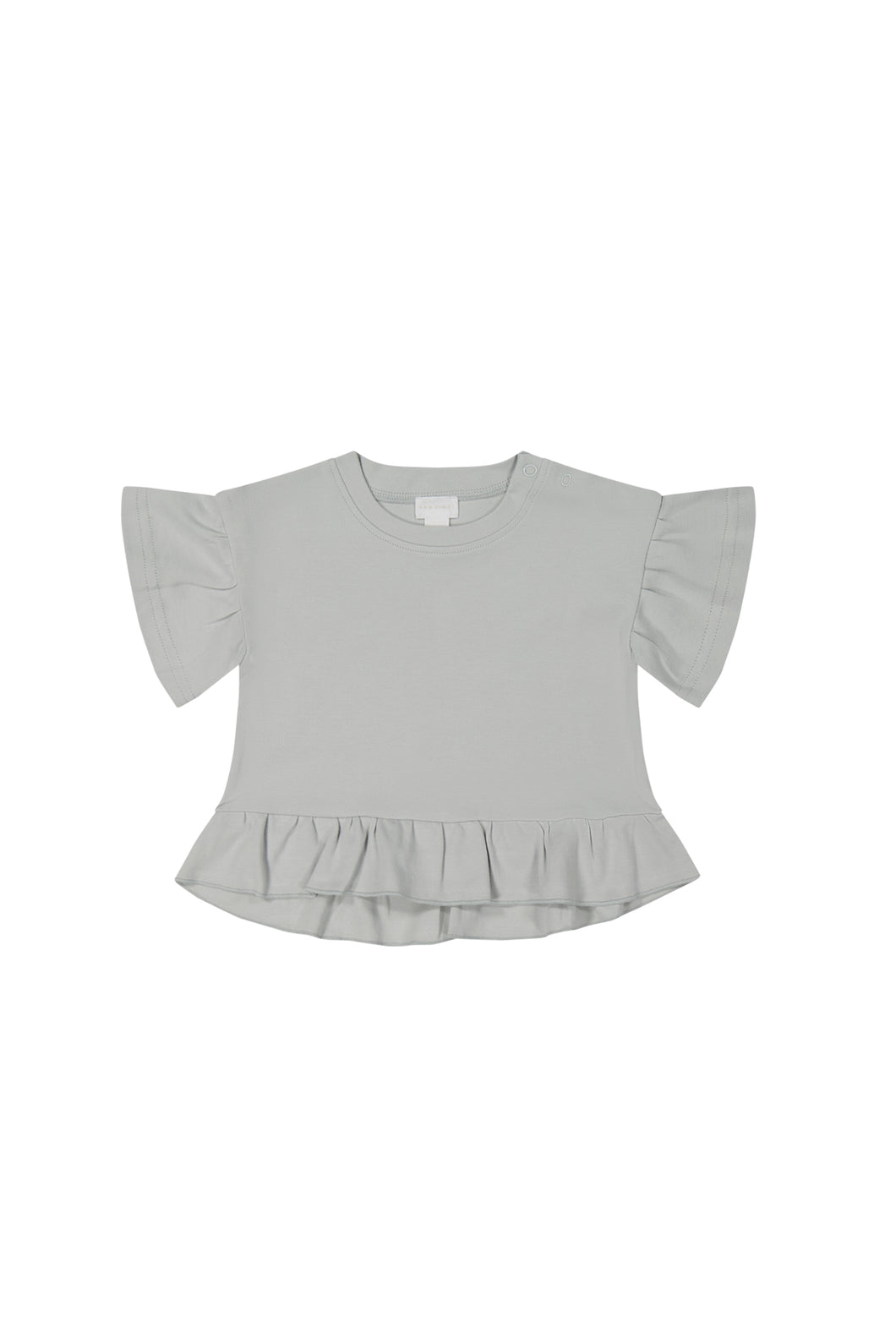 Baby blue prima cotton tshirt with ruffle sleeves
