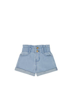 Load image into Gallery viewer, Denim shorts with adjustable waistband and double button. 
