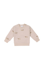 Load image into Gallery viewer, Beige crewneck with dogs prints. Organic cotton sweatshirt from Jamie Kay. 
