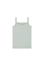 Load image into Gallery viewer, Baby Blue children&#39;s tank top with a white floral all over print. 
