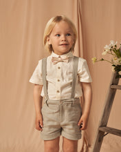 Load image into Gallery viewer, Ivory linen button up short sleeve shirt with collar.
