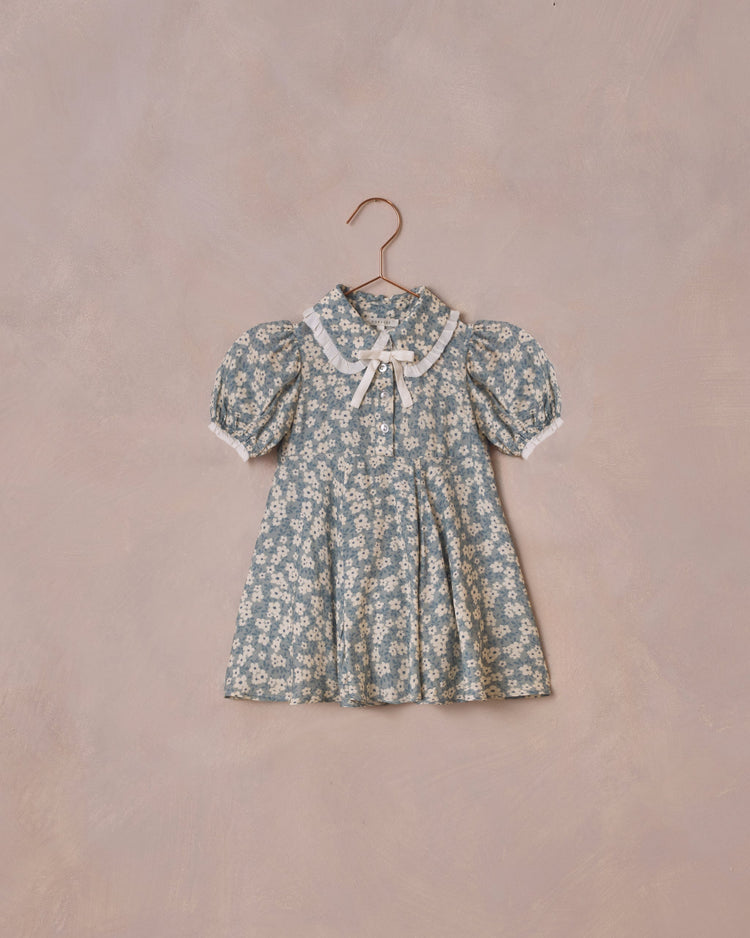 Sara Dress - Aqua Ditsy