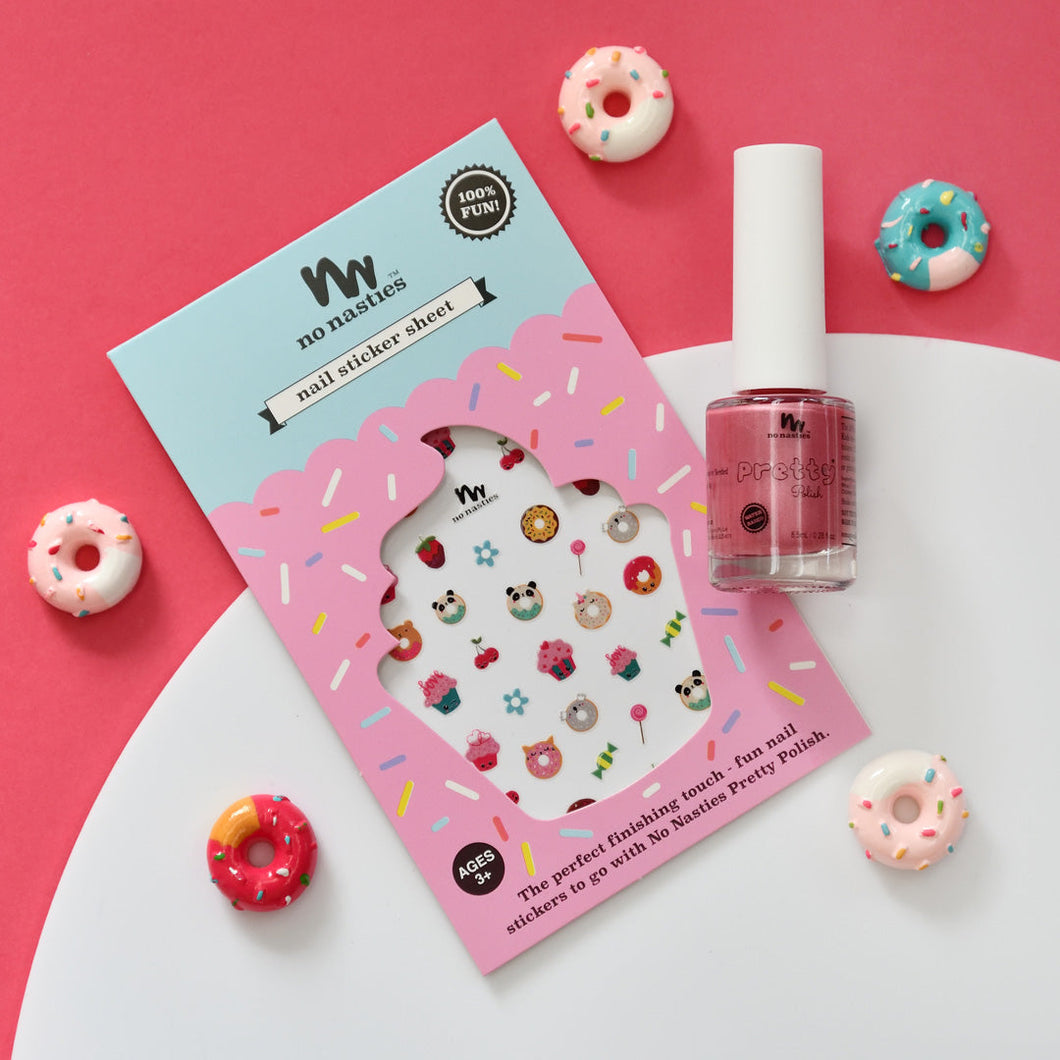Nail stickers for kids with a cupcake and donut theme