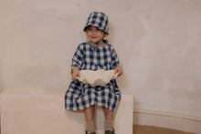 Load image into Gallery viewer, Blue and white gingham printed dress featuring a tie up back.
