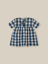 Load image into Gallery viewer, Blue and white gingham printed dress featuring a tie up back.
