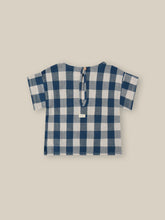 Load image into Gallery viewer, Organic Cotton Blue and white gingham t-shirt.
