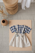 Load image into Gallery viewer, Organic Cotton Blue and white gingham t-shirt.
