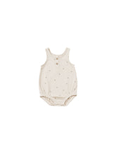 Load image into Gallery viewer, Beige coloured tank top romper with an all over bee print. 
