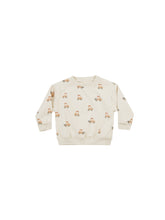 Load image into Gallery viewer, beige baby crewneck sweatshirt with a tractor all over print. 
