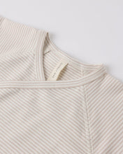 Load image into Gallery viewer, Wrap Top + Footed Pant Set - Oat Micro Stripe
