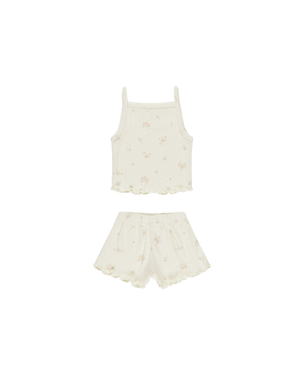 Pointelle Tank + Shortie Set - Pink Ditsy