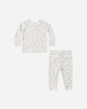 Load image into Gallery viewer, Rylee + Cru two-piece long-sleeve bamboo pajama set in Cloud Floral with a delicate flower pattern on soft bamboo viscose.
