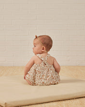 Load image into Gallery viewer, Baby floral tank top romper with a ruffle waist.
