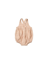 Load image into Gallery viewer, Baby tank top romper featuring an orange and white gingham print.
