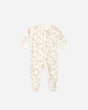 Load image into Gallery viewer, Rylee + Cru long sleeve zip baby sleeper featuring an all-over floral vine print on soft organic cotton.
