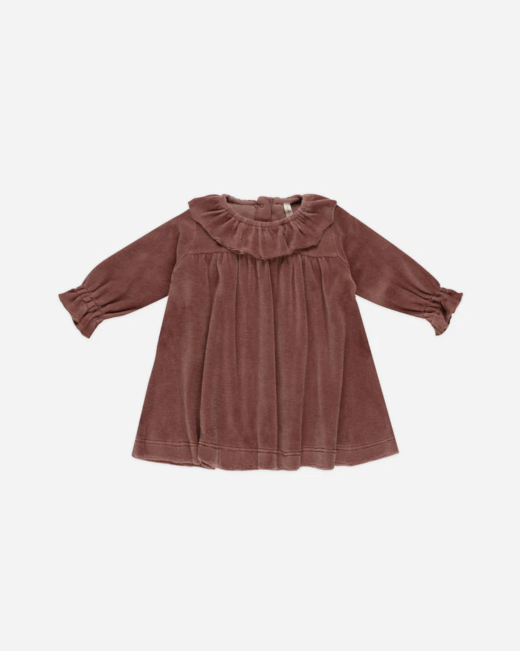 Velour Baby Dress - Cranberry