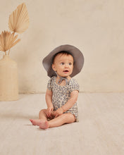 Load image into Gallery viewer, Dark blue and grey coloured baby sun hat that is UPF 50.
