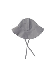 Load image into Gallery viewer, Dark blue and grey coloured baby sun hat that is UPF 50. 
