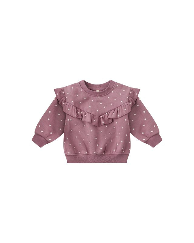 Ruffle Fleece Sweatshirt - Polka Dots