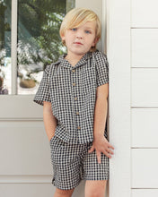 Load image into Gallery viewer, Lapel Collared Shirt - Black Check
