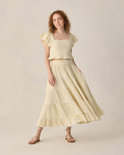 Load image into Gallery viewer, Ruffle Tiered Maxi Skirt - Citron Stripe
