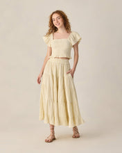 Load image into Gallery viewer, Ruffle Tiered Maxi Skirt - Citron Stripe
