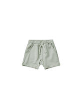 Load image into Gallery viewer, Seafoam coloured sweatshorts with a drawstring waistband. 

