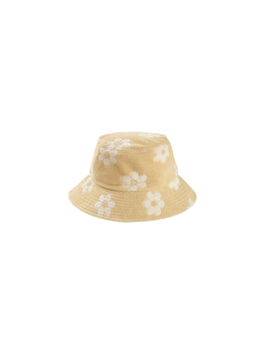 this classic bucket hat in terry is featuring a daisy all over print